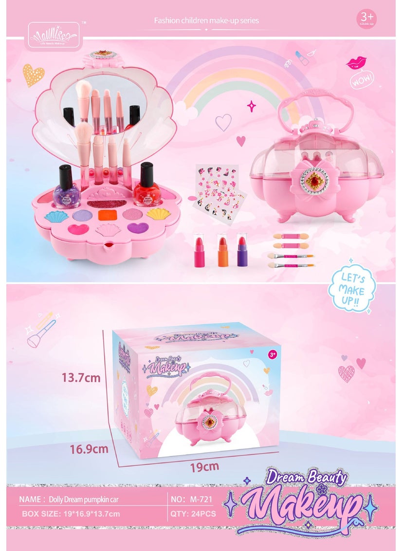 Kids Washable Makeup Toy Set for Princess Roleplay M721 shell makeup box