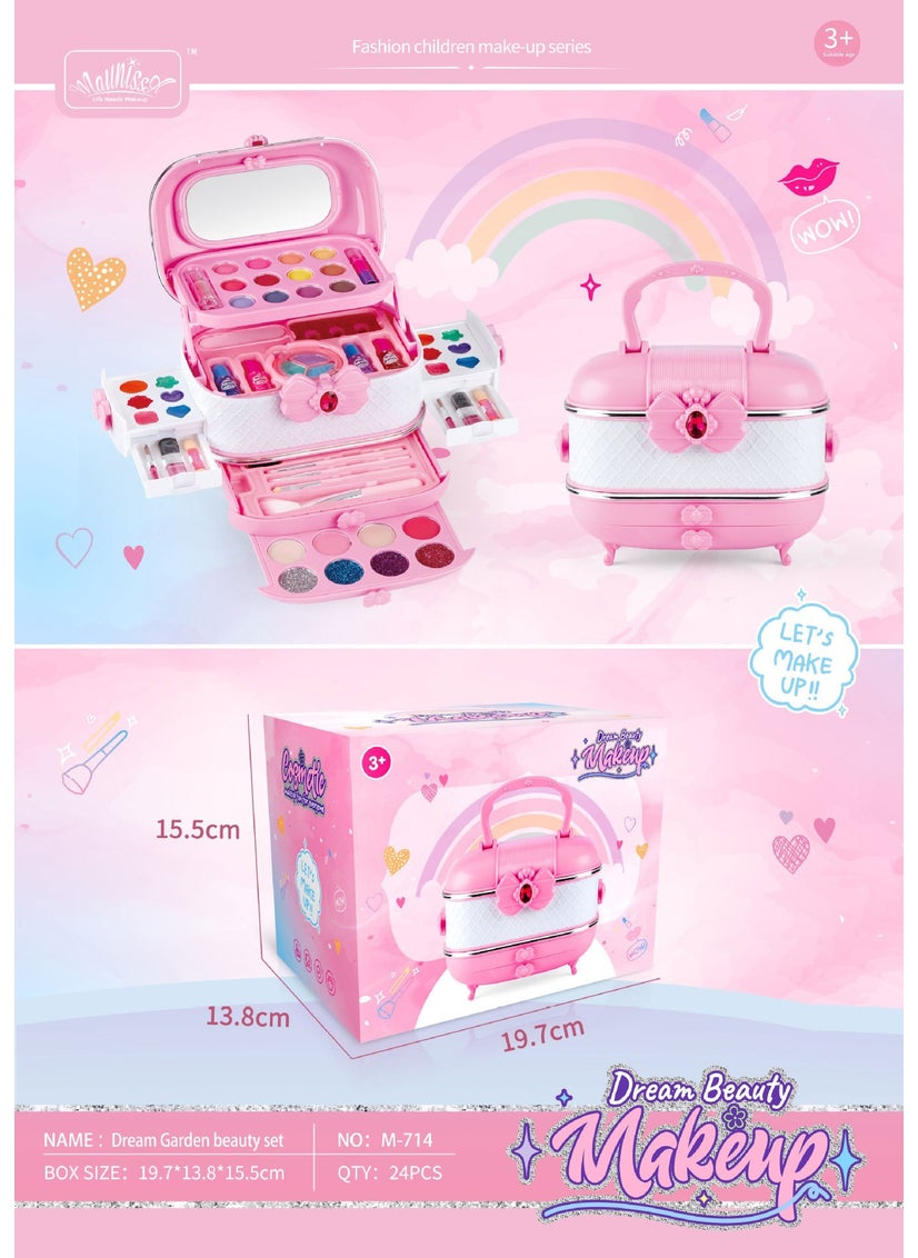 Kids Washable Makeup Toy Set for Princess Roleplay M714 Beauty Suitcase