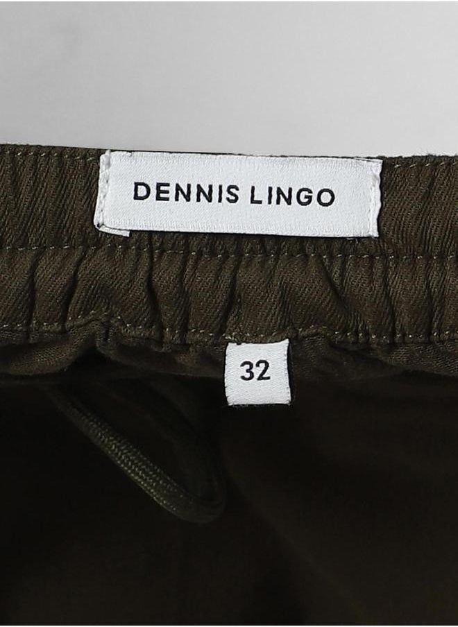 Dark Olive Tapered Fit Chinos for Men - Cotton Lycra, Full Length, Button & Zip, Mid Rise, Casual,
