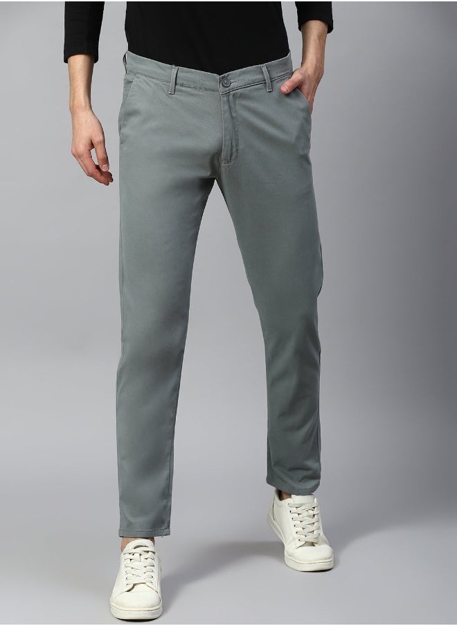 Aqua Tapered Fit Men's Chinos - 100% Cotton, Mid-Rise, Button & Zip Closure,
