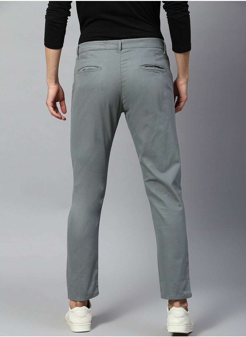 Aqua Tapered Fit Men's Chinos - 100% Cotton, Mid-Rise, Button & Zip Closure,