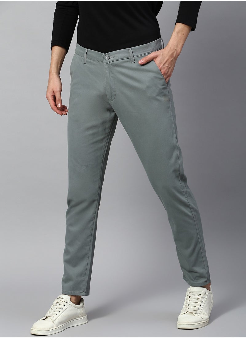 Aqua Tapered Fit Men's Chinos - 100% Cotton, Mid-Rise, Button & Zip Closure,