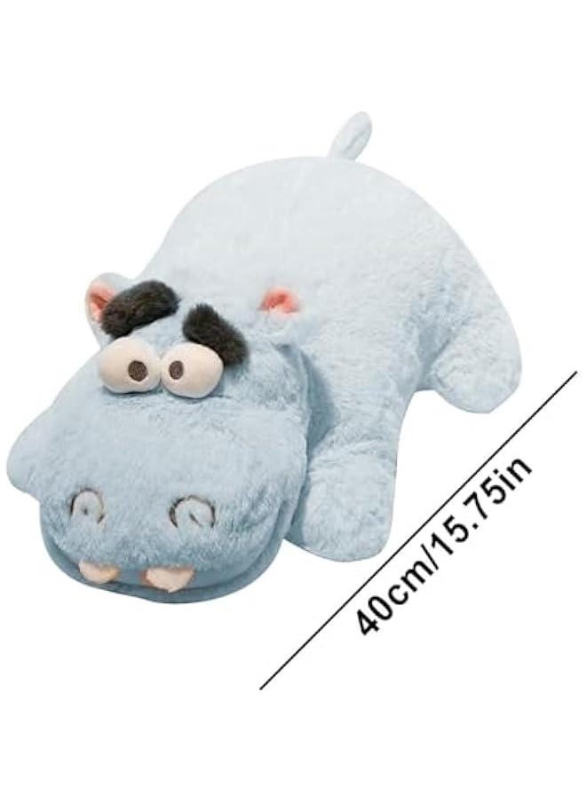 Cute Plushie, Stuffed Doll, Collectible Soft Animal, Hugging Hippo Pillow, Giftable Adorable Desk Decor Plush Toys Unique Hippo Stuffed Animals for Kids, 15.75in