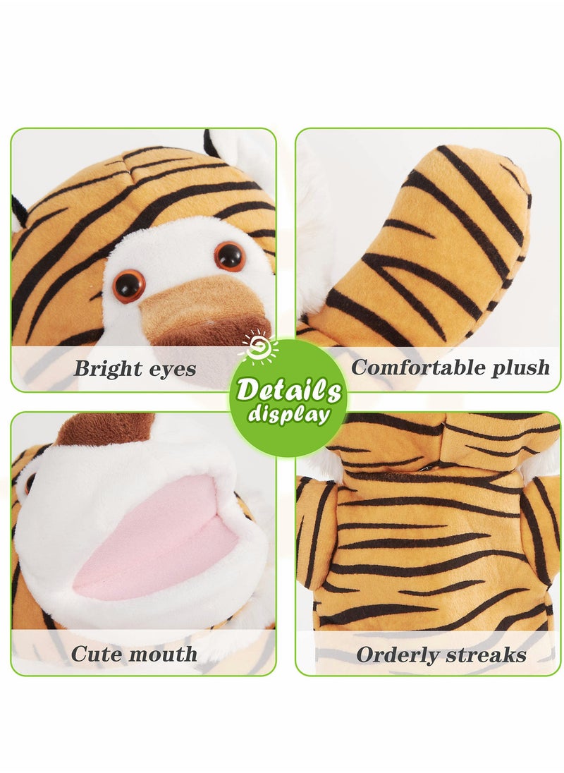 Hand Puppet Toys Plush Tiger Stuffed Hand Puppets Animals Soft Lovely Wildlife Toy Doll Funny Developing Intelligence Birthday for Kids Toddler Adults Babies