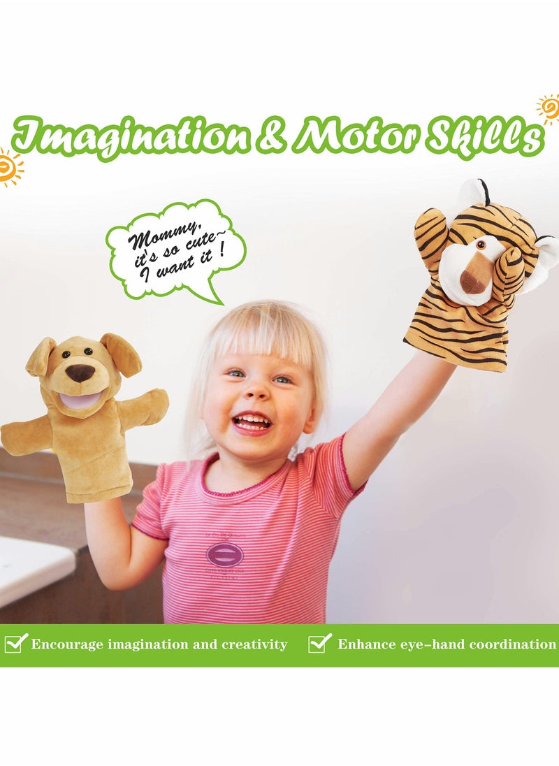 Hand Puppet Toys Plush Tiger Stuffed Hand Puppets Animals Soft Lovely Wildlife Toy Doll Funny Developing Intelligence Birthday for Kids Toddler Adults Babies
