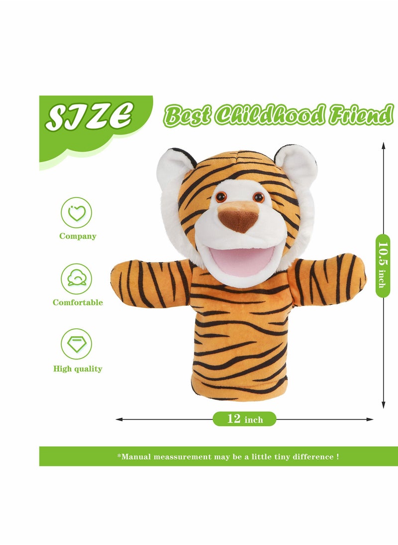 Hand Puppet Toys Plush Tiger Stuffed Hand Puppets Animals Soft Lovely Wildlife Toy Doll Funny Developing Intelligence Birthday for Kids Toddler Adults Babies