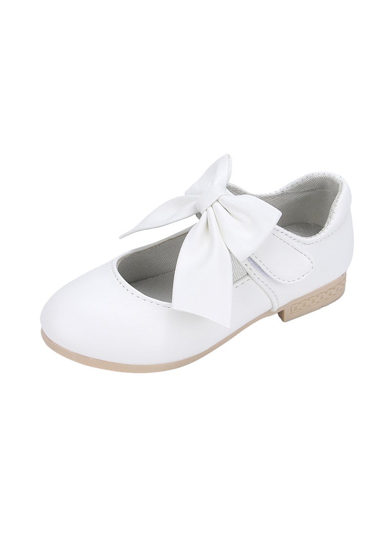 Girls Low-Cut Leather Shoes with Butterfly Bow Spring/Autumn 2024White White