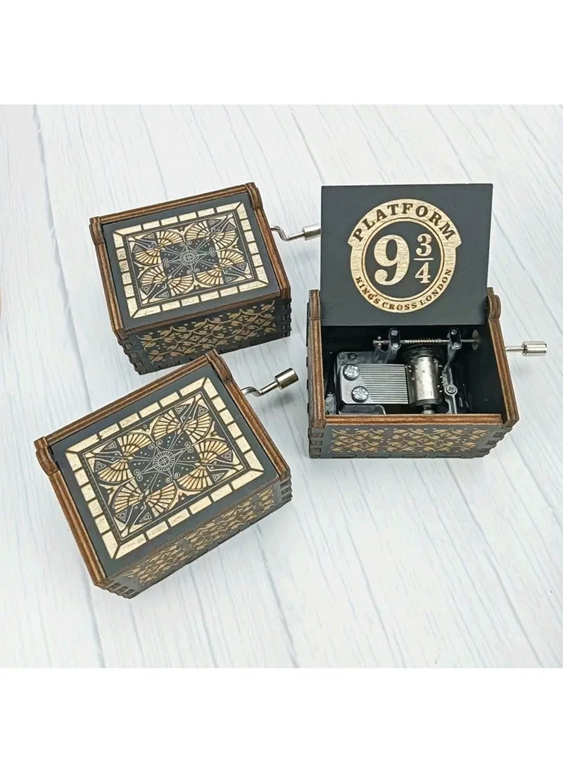 Harry Potter Hand-cranked Music Box Wholesale Stall Crafts Ornaments Gift Wooden Carved Painted Music Box Black dot 934 harry