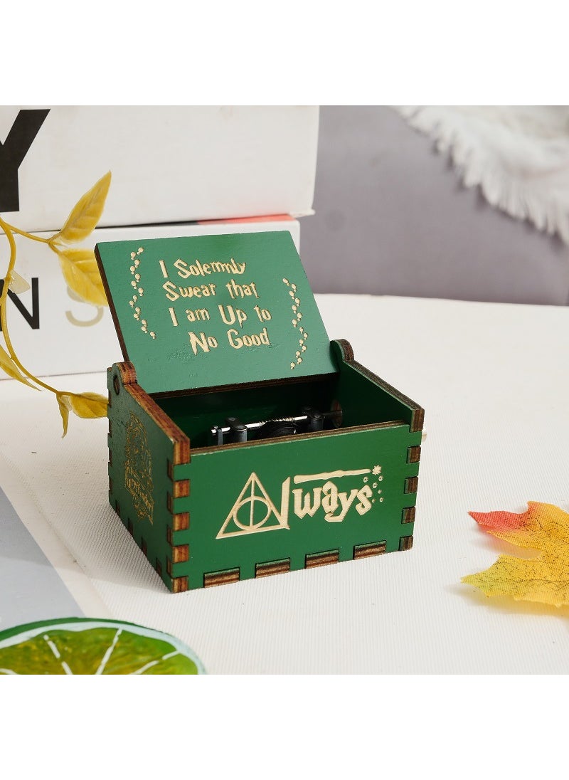 Harry Potter Hand-cranked Music Box Wholesale Stall Crafts Ornaments Gift Wooden Carved Painted Music Box Green Harry Potter