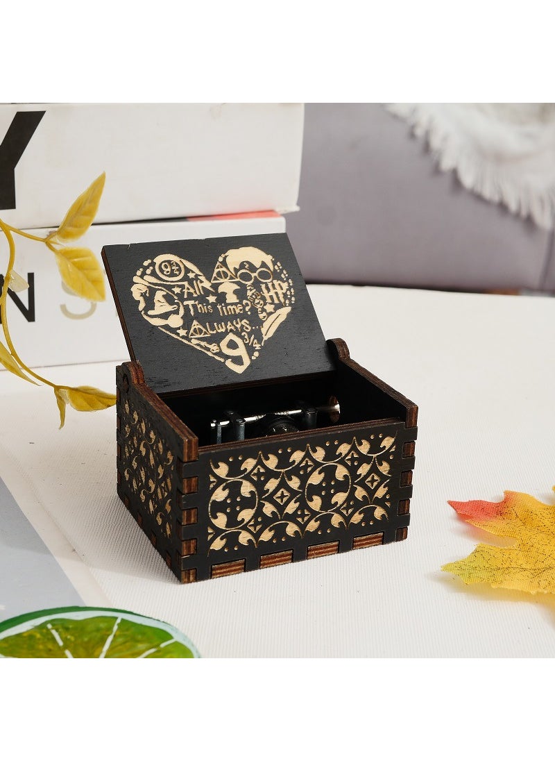 Harry Potter Hand-cranked Music Box Wholesale Stall Crafts Ornaments Gift Wooden Carved Painted Music Box Black Love Harry Potter