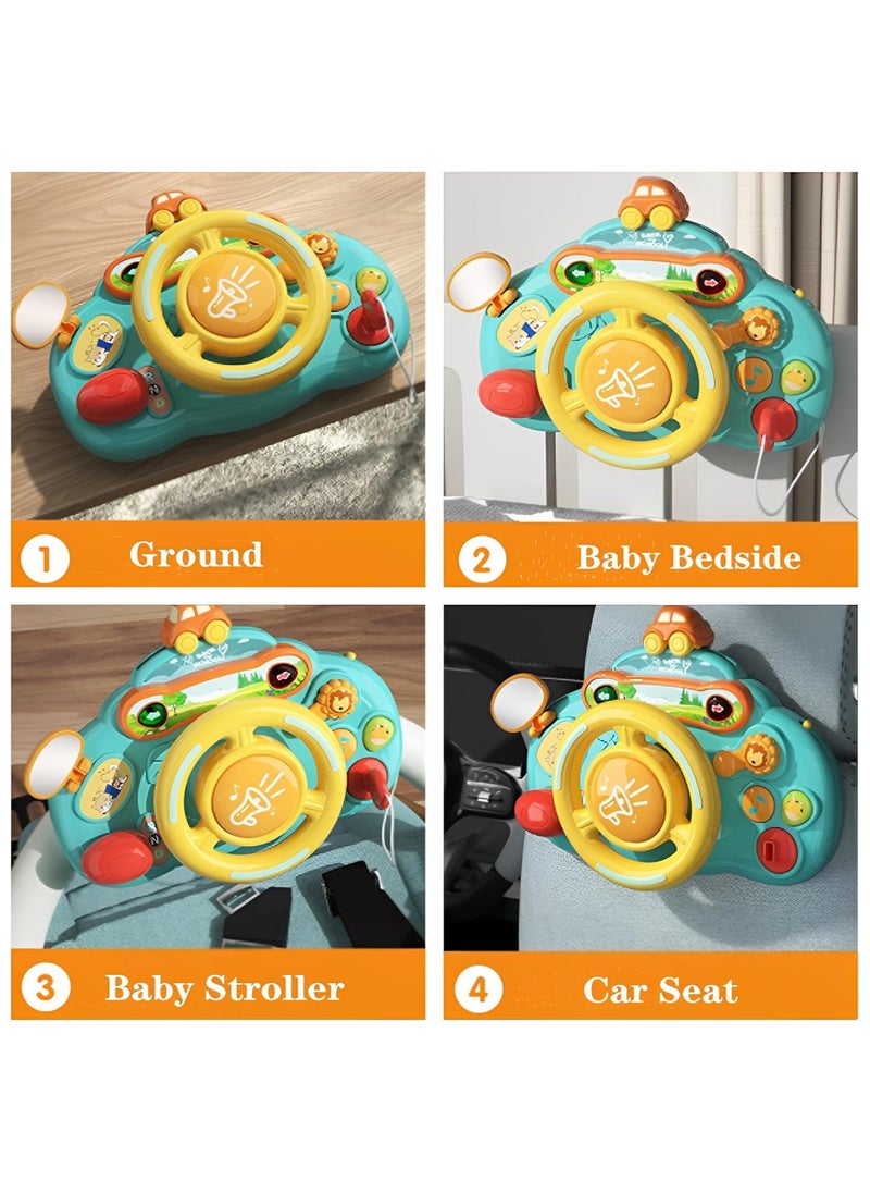 Beauenty Steering Wheel Toy with Lights Music,Toddler Steering Wheel Toy Kids Interactive Learning Toy for Boys Girls Toddler,Car Seat Steering Wheels Toys,Turn and Learn Driver Toy