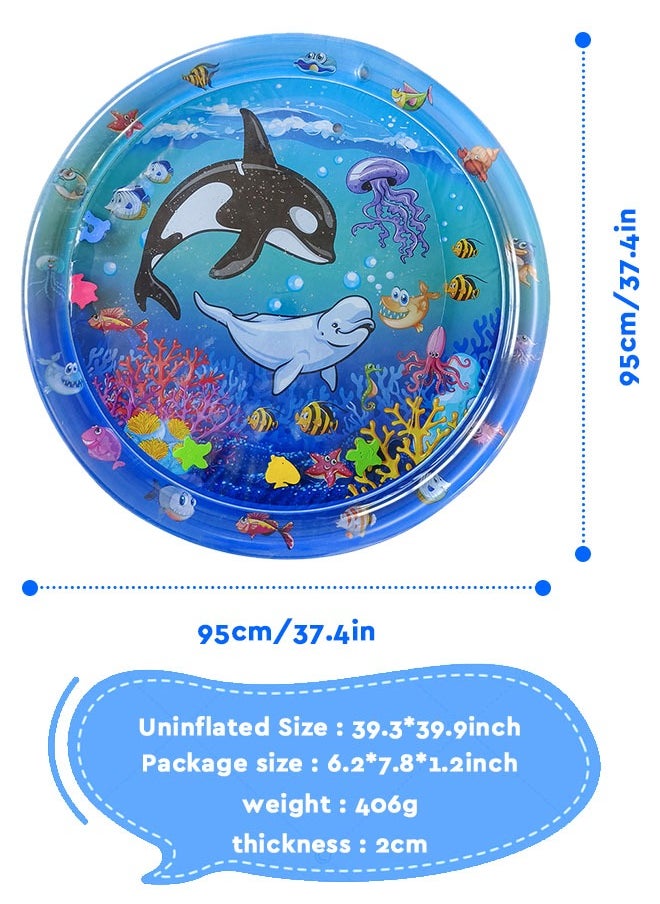 Inflatable Water Mattress Splash Play Mat Tummy Time（100*100cm whales）