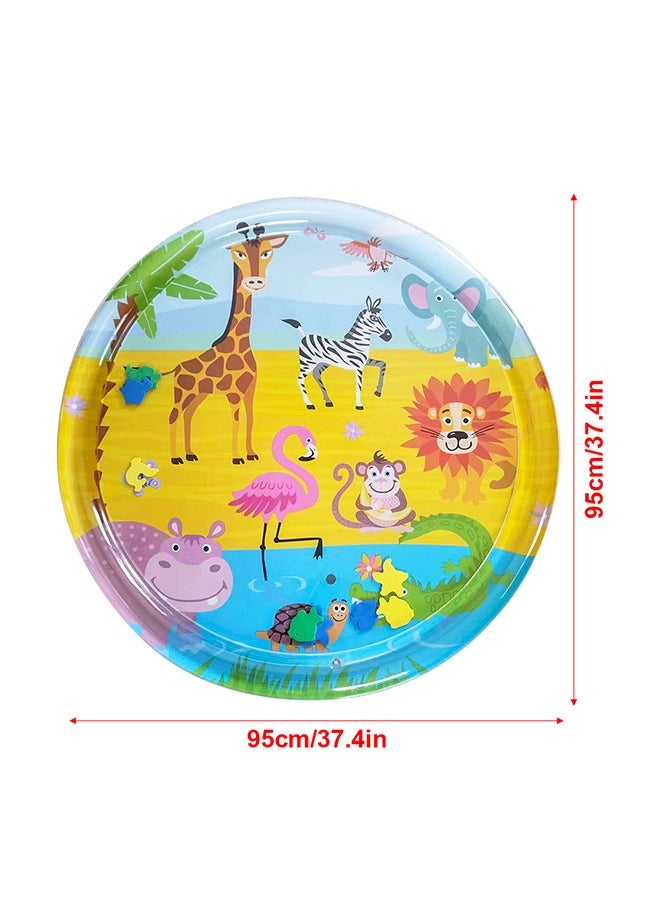 Inflatable Water Mattress Splash Play Mat Tummy Time（100*100cm Animal）