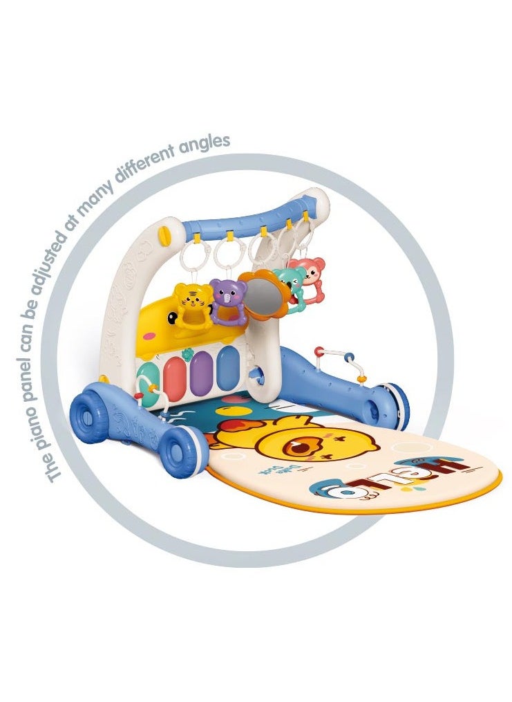 4-in-1 Baby Playmat u0026 Play Piano Gym with Walker, Sit-to-Stand Learning Walker, Kick u0026 Play Piano Gym Mat, Baby Push Stroller with Musical Activity Center, Educational Floor Mat for Tummy Ti