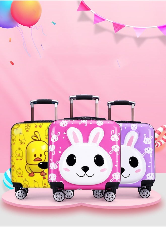 Kids Trolley Cartoon Luggage 20 inch Children Portable Rolling Suitcase Carry-On Travel Trolley Case for Boys and Girls(Rose Red Rabbit 20Inch)