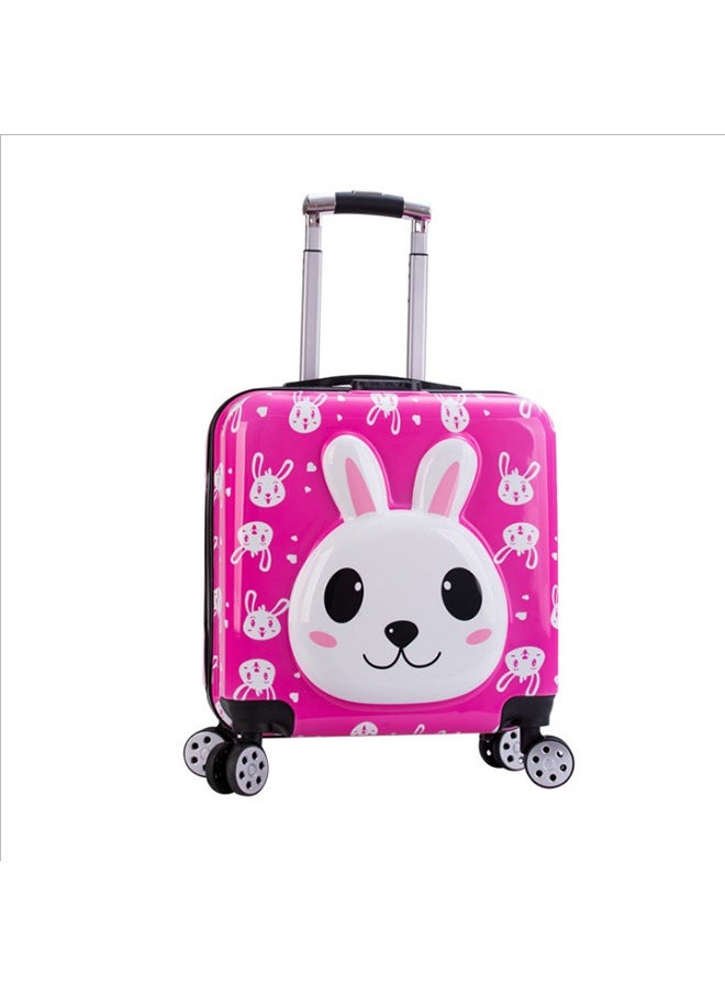 Kids Trolley Cartoon Luggage 20 inch Children Portable Rolling Suitcase Carry-On Travel Trolley Case for Boys and Girls(Rose Red Rabbit 20Inch)