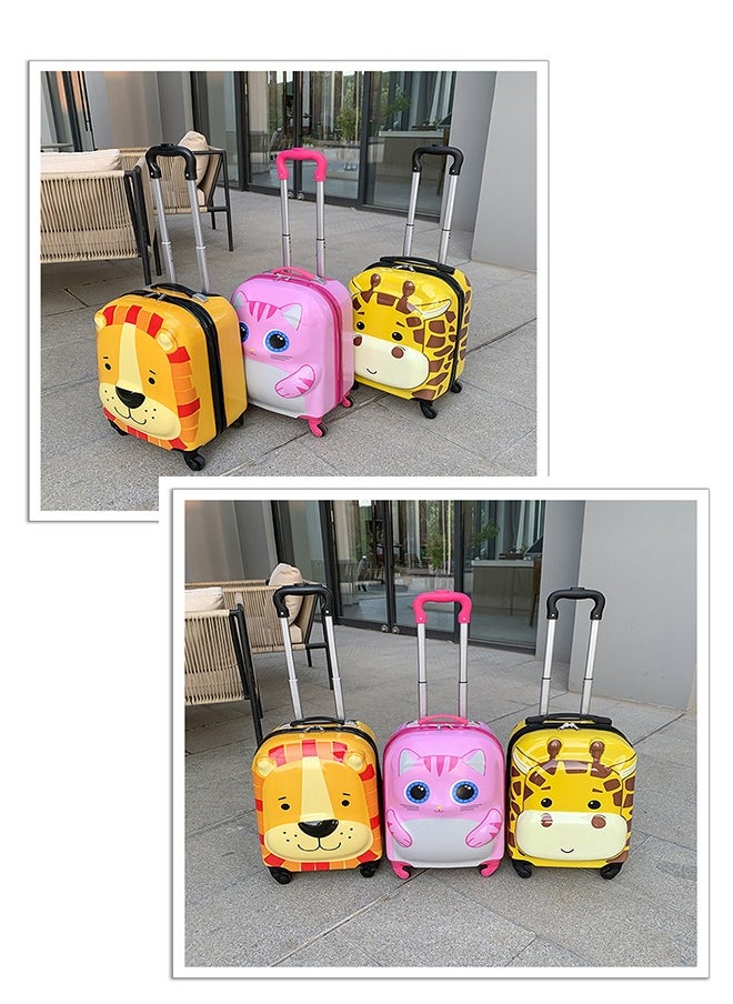 Children’s  Luggage Travel Suitcase Kids Carry On Luggage Hardshell Rolling Suitcase with Spinner Wheels for Boys and Girls Travel Luggage  (18Inch Cow Yellow )