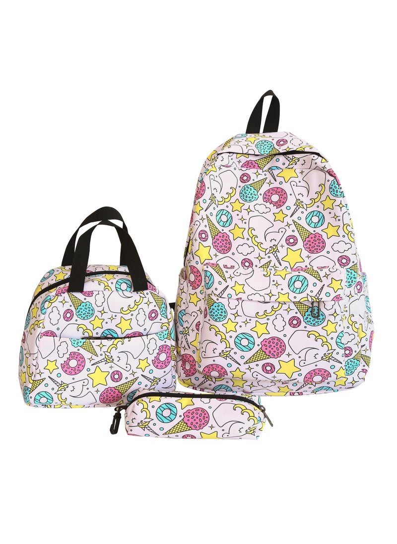 New Dinosaur Print Kids Backpack Set White Cloud Unicorn