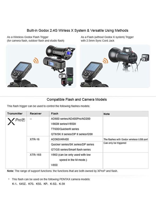 Godox Xpro-P TTL Wireless Flash Trigger with 1/8000s HSS, 5 Group 4 Fuction Button for Pentax K-1, 645Z, K70, K50, KP, K-S2, K-3 II Digital Cameras