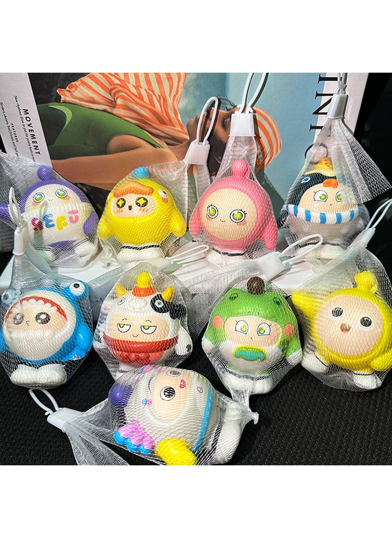 1 x 5 pcs Sanrio Squishy Stress Relief Slow Rebound Toy Mesh bag egg cub mixed hair [ 8cm ]