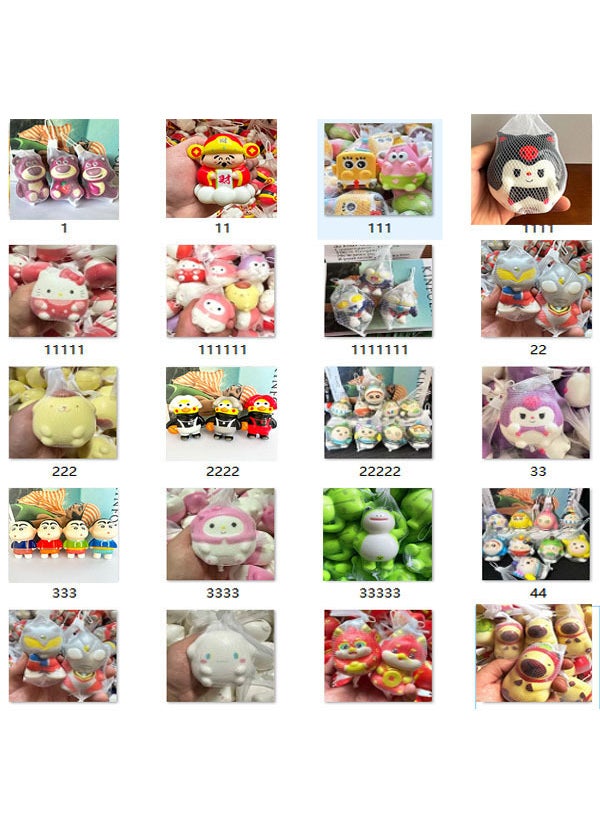 1 x 5 pcs Sanrio Squishy Stress Relief Slow Rebound Toy Pinch music total style mixed hair [net bag]]