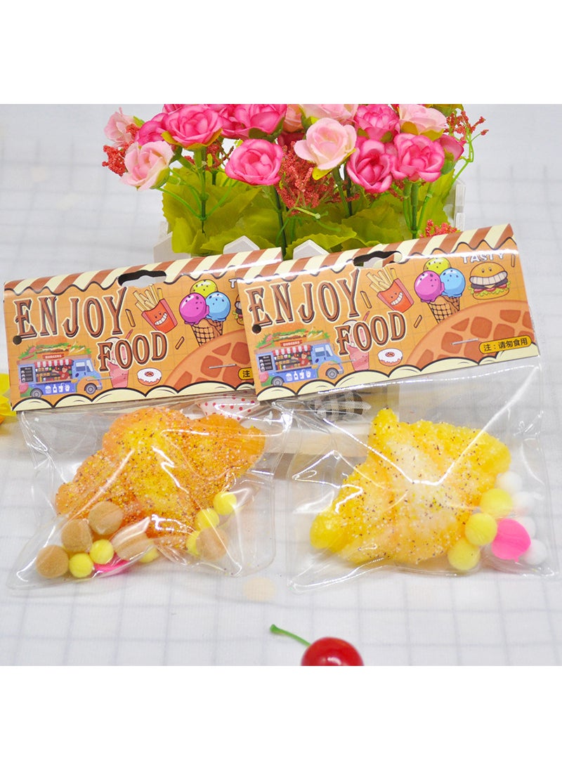 1 x 5 pcs Squishy Waffle Replica Stress Relief Toy Can sing random hair