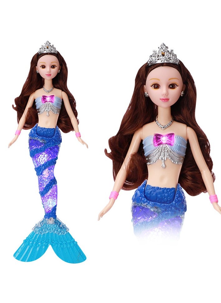 New Children's Mermaid Toy Doll Girl Music Glowing Mermaid Princess Set