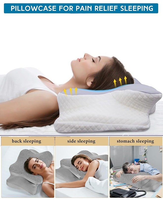 Breathable and Comfortable Zippered Pillowcase for Butterfly-Shaped Cervical Pillow, Ergonomic Design, Easy-to-Clean and Removable Cover, Ideal Fit for 62 x 41 x 13 cm Pillow