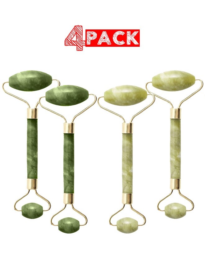 4 packs of Natural Jade Roller Double Jade Crystal Stone Facial Massager Green Color