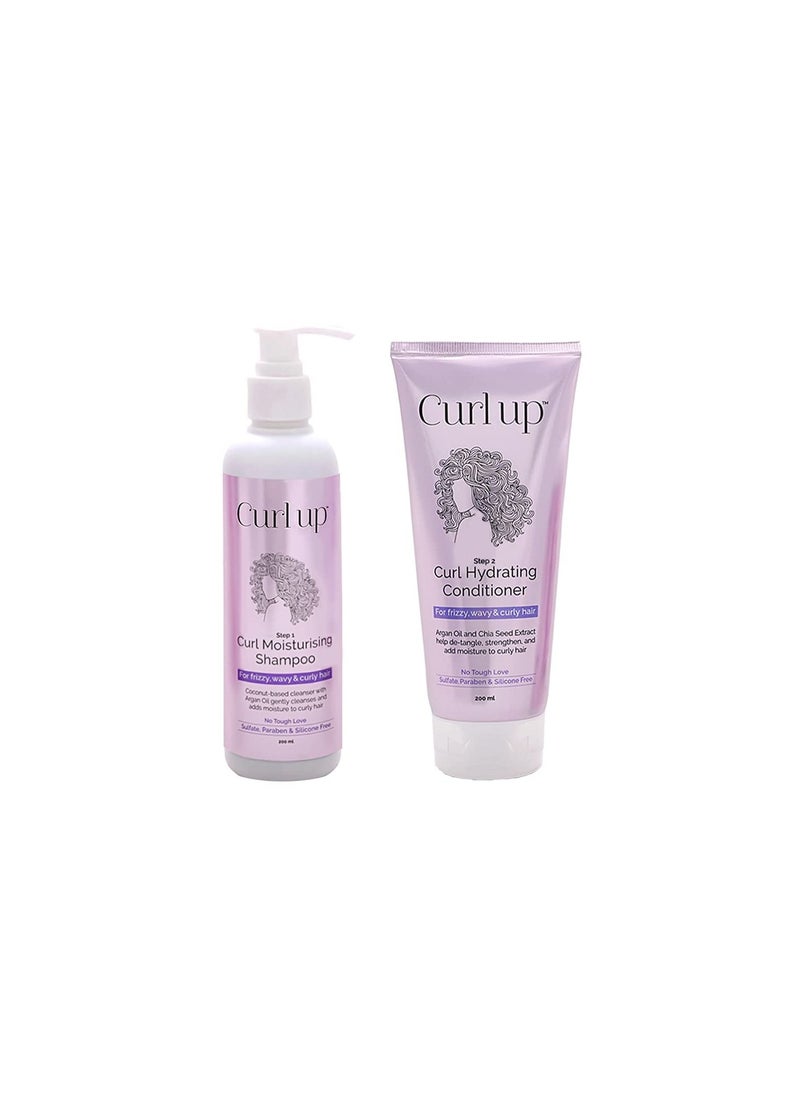 Curl Up Hair Wash Combo with Curly Hair Shampoo And Conditioner - For Dry Frizzy, Wavy & Curly Hair - Sulphate Paraben And Silicone Free (Combo of 2)-400ml