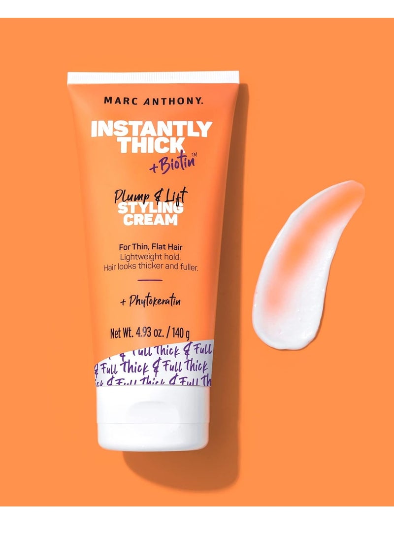 Marc Anthony Styling Hair Cream, Instantly Thickening Biotin & Vitamin E Hair Cream, Lightweight Hold for Thicker & Fuller Volumizing Product for Thin, Flat Hair