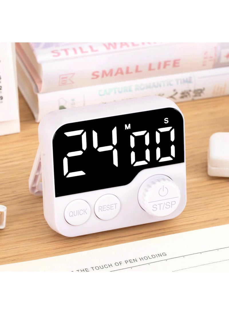 Magnetic LED Silent Timer for Kitchen White button rotation