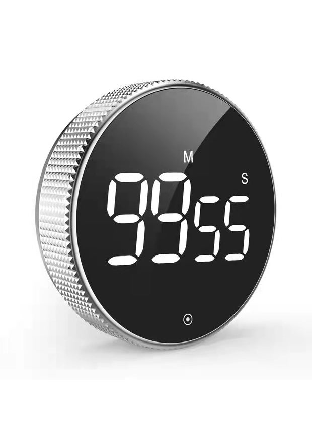 Magnetic LED Silent Timer for Kitchen silver gray