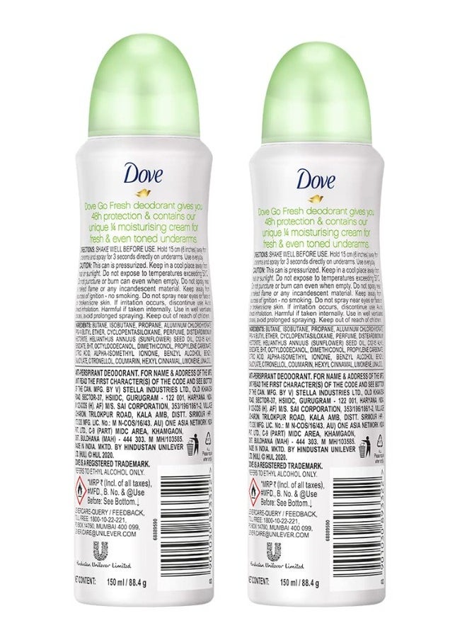 Dove Go Fresh Liquid Cucumber Deodorant For Women, 150Ml, 2 pack