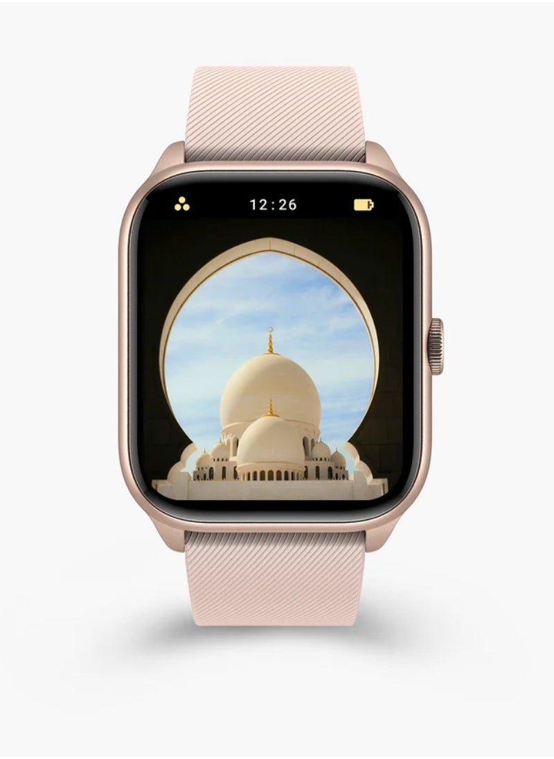 Quran Watch S2 Smartwatch For Unisex AMOLED Display Bluetooth Calling Watch IP67 Waterproof Fitness Watches Compatible With Android iOS Full Quran Recitation Prayer Reminder iQibla QWatch S2 Smart Watch Pink