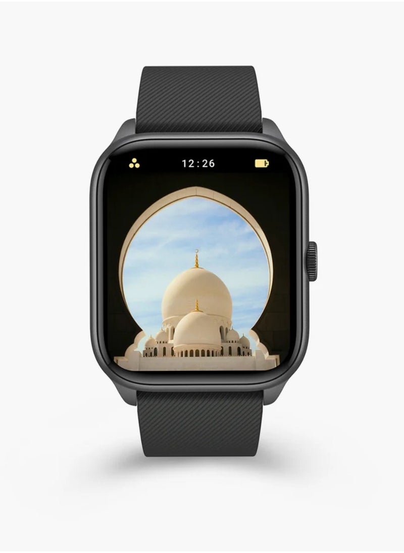 Quran Watch S2 Smartwatch For Unisex AMOLED Display Bluetooth Calling Watch IP67 Waterproof Fitness Watches Compatible With Android iOS Full Quran Recitation Prayer Reminder iQibla QWatch S2 Smart Watch Black