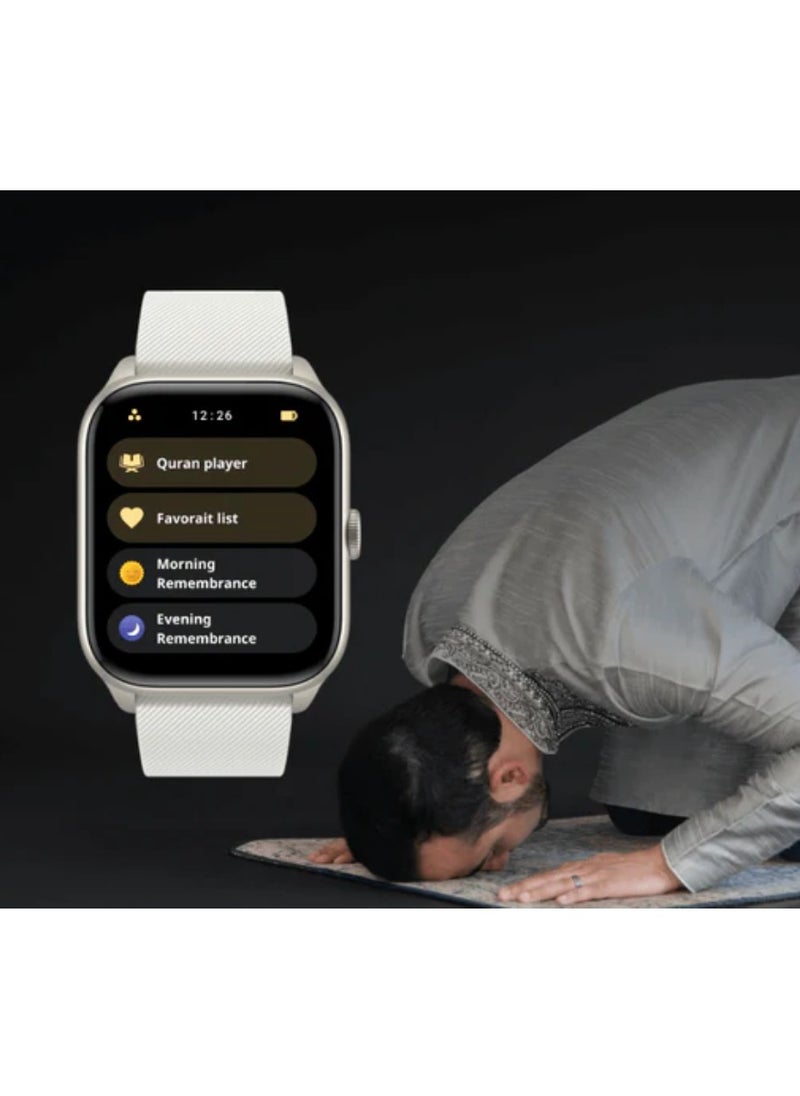 Quran Watch S2 Smartwatch For Unisex AMOLED Display Bluetooth Calling Watch IP67 Waterproof Fitness Watches Compatible With Android iOS Full Quran Recitation Prayer Reminder iQibla QWatch S2 Smart Watch White