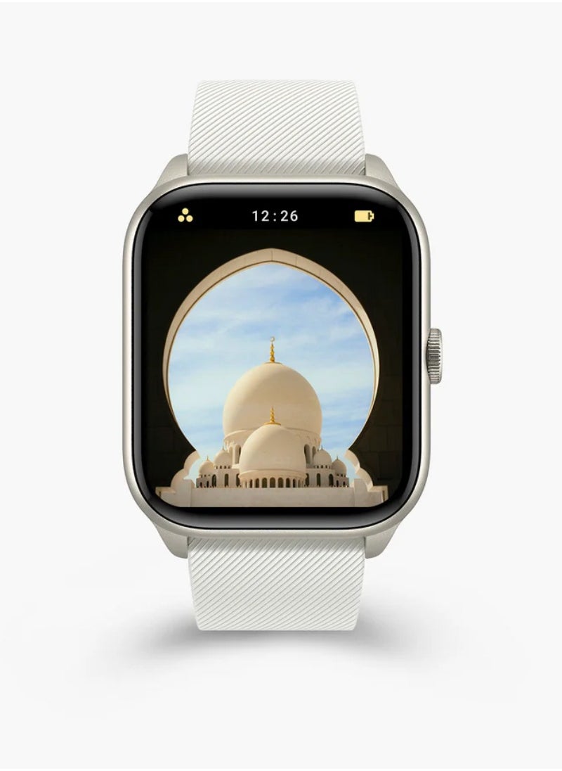 Quran Watch S2 Smartwatch For Unisex AMOLED Display Bluetooth Calling Watch IP67 Waterproof Fitness Watches Compatible With Android iOS Full Quran Recitation Prayer Reminder iQibla QWatch S2 Smart Watch White