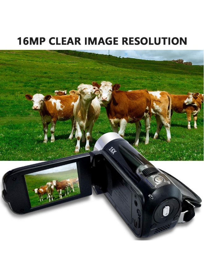 Portable 1080P High Definition Digital Video Camera DV Camcorder 16MP 2.7 Inch LCD Screen 16X Digital Zoom Built-in Battery