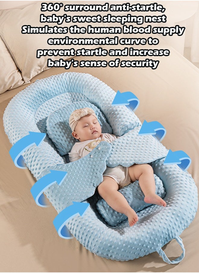 Snugly Fit Baby Crib Sleeping Bed Nest with Anti-Vomiting Pillow, Portable Infant Lounger and Soothing Sleep Mat