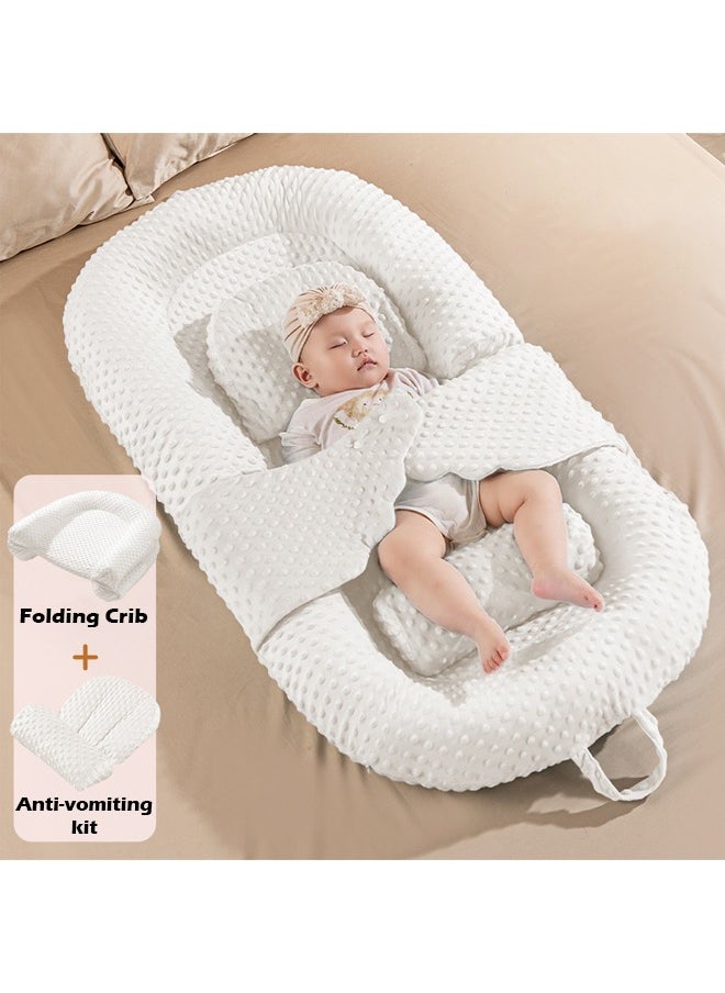 Snugly Fit Baby Crib Sleeping Bed Nest with Anti-Vomiting Pillow, Portable Infant Lounger and Soothing Sleep Mat