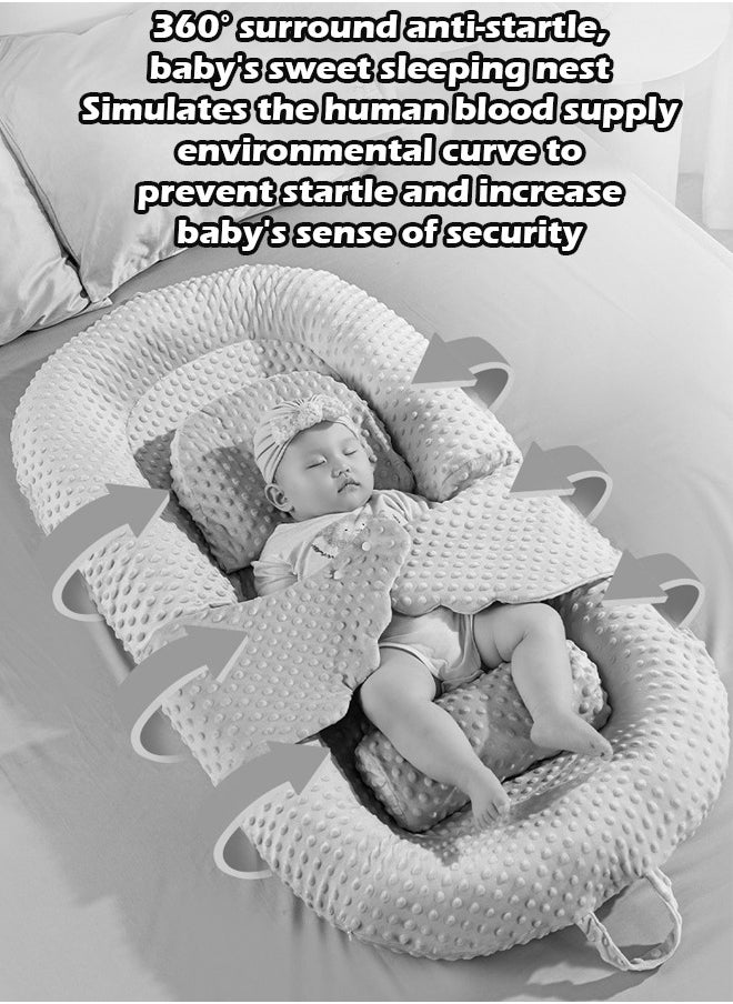 Snugly Fit Baby Crib Sleeping Bed Nest with Anti-Vomiting Pillow, Portable Infant Lounger and Soothing Sleep Mat