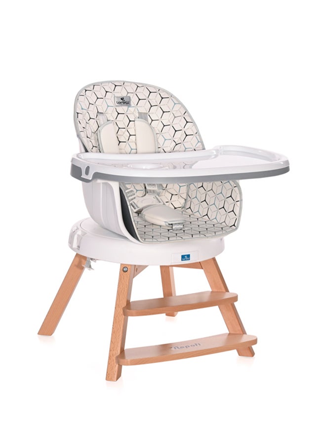 Feeding Chair Napoli With Rotation, Hexagons - Grey