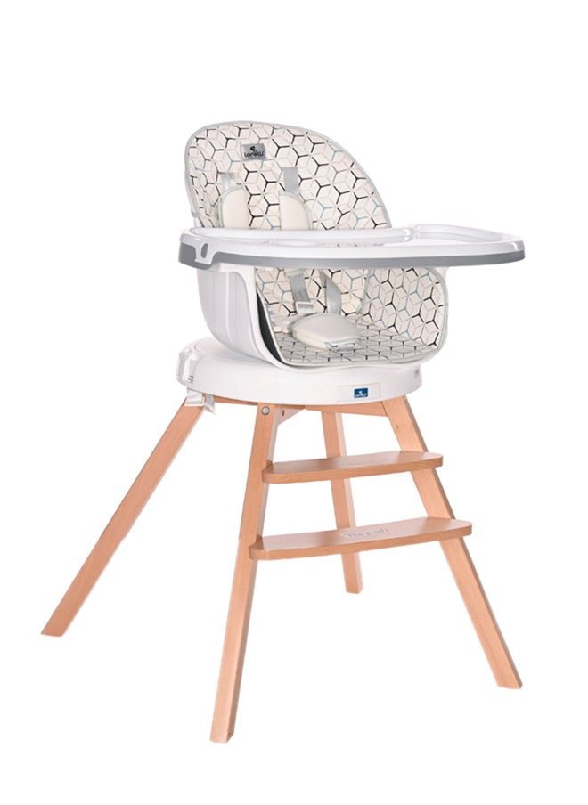 Feeding Chair Napoli With Rotation, Hexagons - Grey