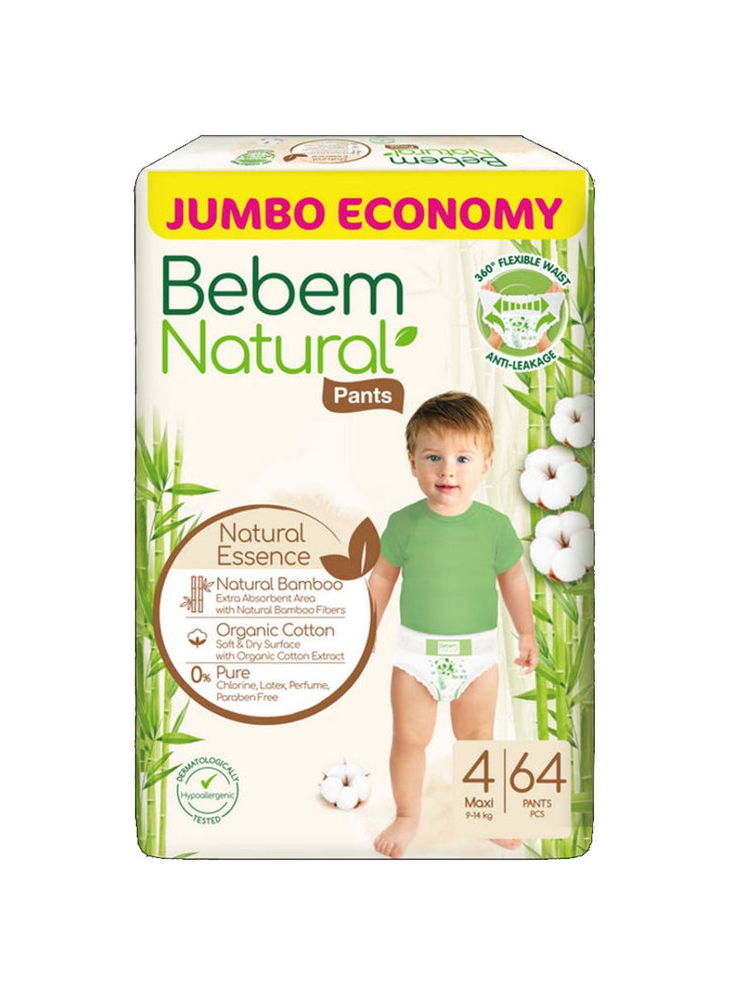 64-Piece Maxi Natural Pants Diaper Size 4 Jumbo 9 -14 Kg