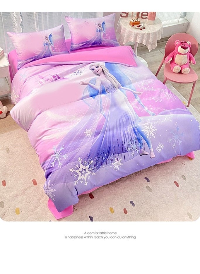 3 Piece Kids Bedding Printed Girls Luxury Printed Duvet Cover Comforter Set Cotton Multicolour 150 x 200 Cm