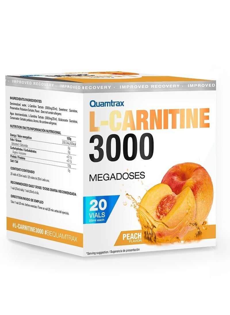 L-Carnitine 3000 Shot Peach Flavor 20 Vials 500ml