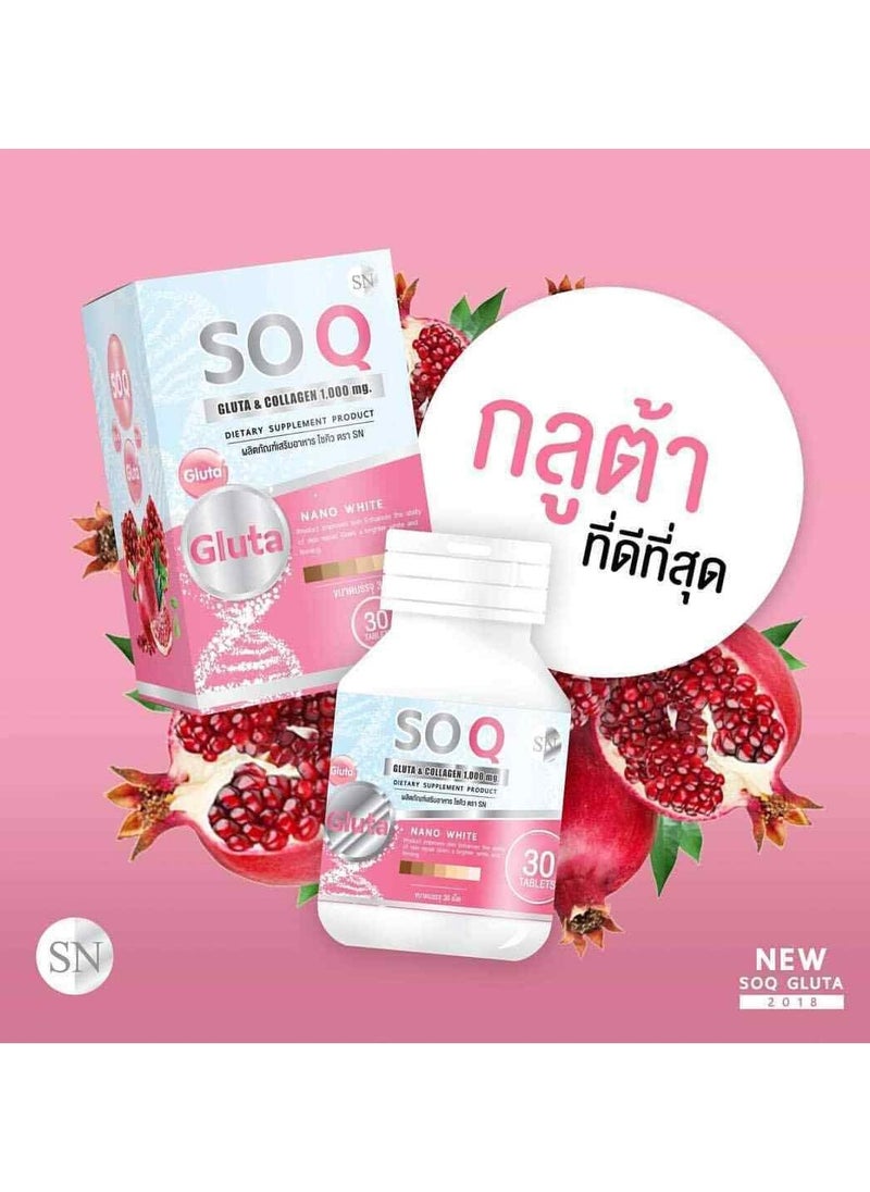 Soq Gluta & Collagen 1,000mg Nano White (30 Tablets)