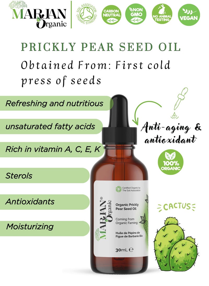 Pricly Pear Seed Oil 30ml - Certified Organic by The Soil Association