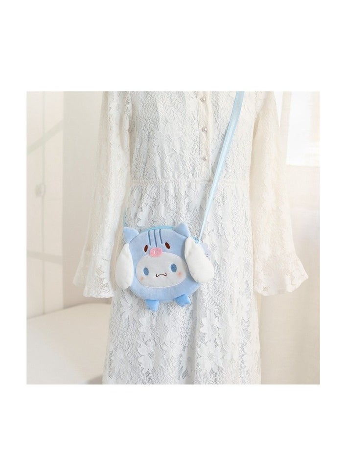 Sanrio Plush Bag Anime Cinnamoroll Cute Pig Messenger Bag Gift Colour:Blue